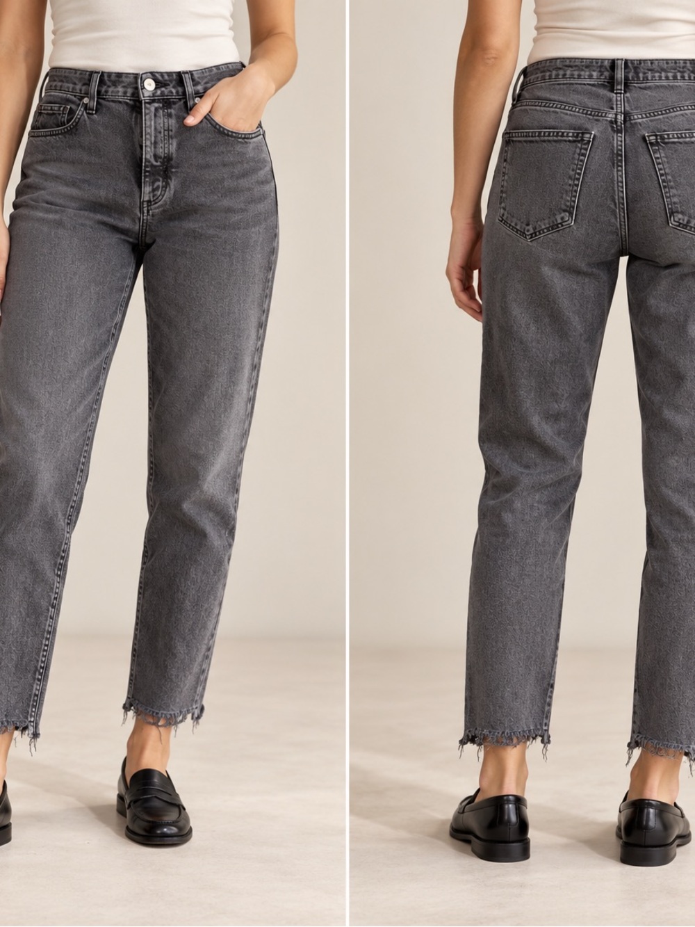 PAIGE Washed Black High-Rise Ankle Jeans